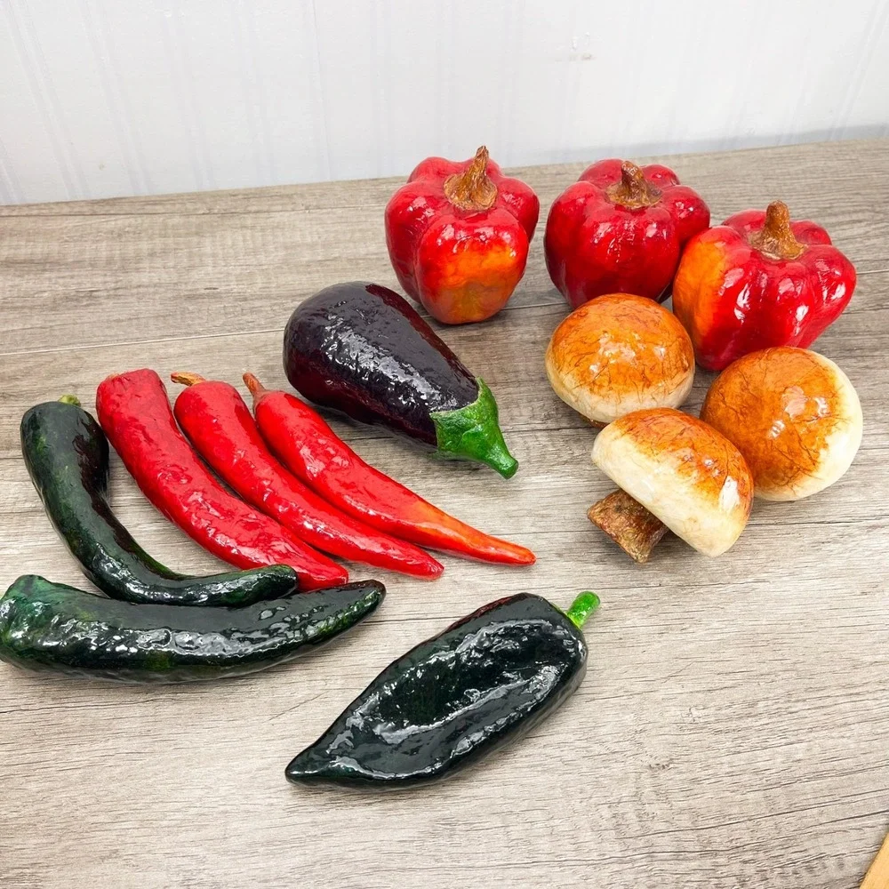 Vintage Fake Veggies Handmade Paper Mache Glossy Vegetables Folk Art
